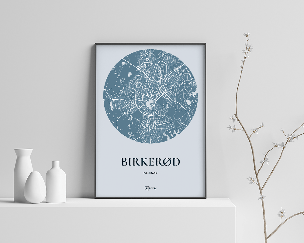 Birkerød Plakaten Rundt Kort Havblå 70 100 Cm  B1