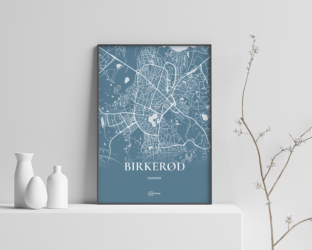 Birkerød Plakaten Fuldt Kort Havblå 21 30 Cm  A4