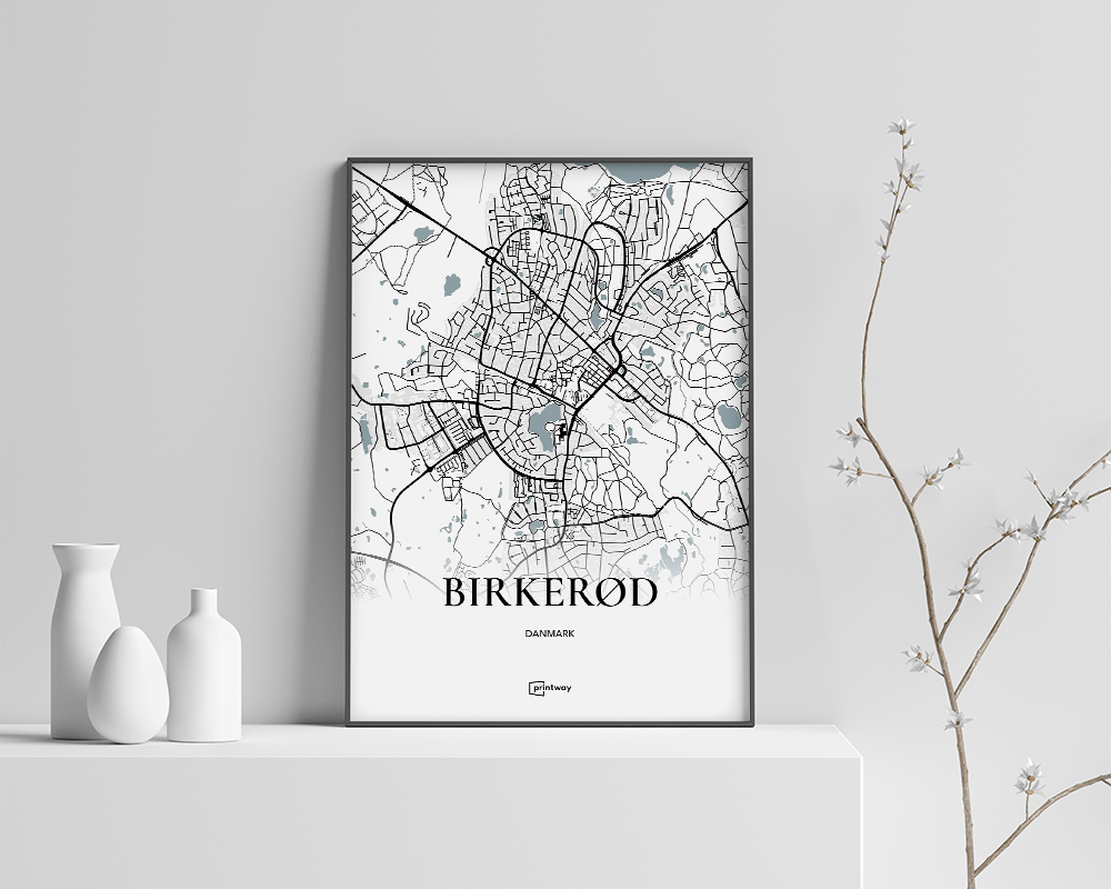 Birkerød Plakaten Fuldt Kort Hvid 60 84 Cm  A1