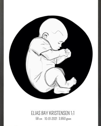 Birth Poster   Fødselsplakat  :  Fosterstilling Blå
