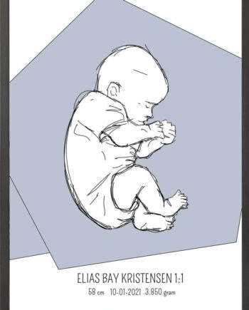 Birth Poster   Fødselsplakat  :  Fosterstilling Blå
