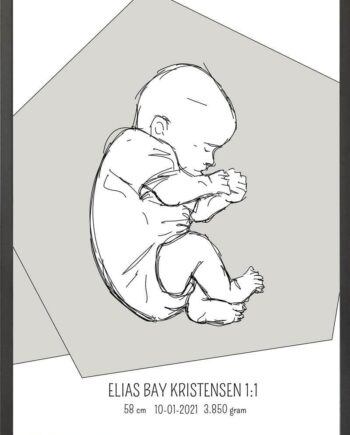 Birth Poster   Fødselsplakat  :  Fosterstilling Blå