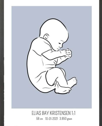 Birth Poster   Fødselsplakat  :  Fosterstilling Blå