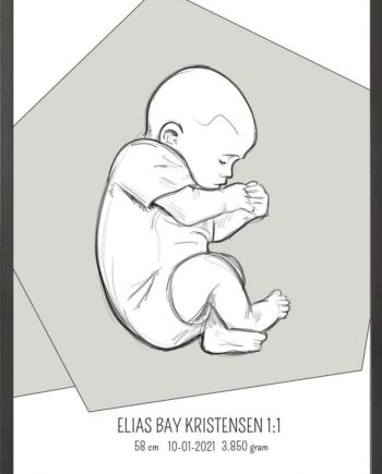 Birth Poster   Fødselsplakat  :  Fosterstilling Blå