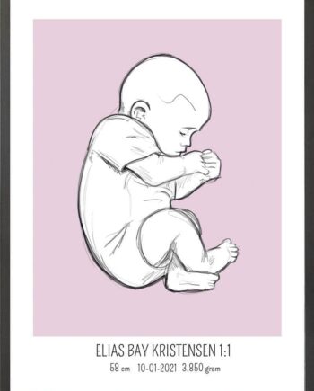 Birth Poster   Fødselsplakat  :  Fosterstilling Lyserød