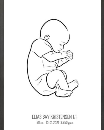 Birth Poster   Fødselsplakat  :  Fosterstilling Lyserød