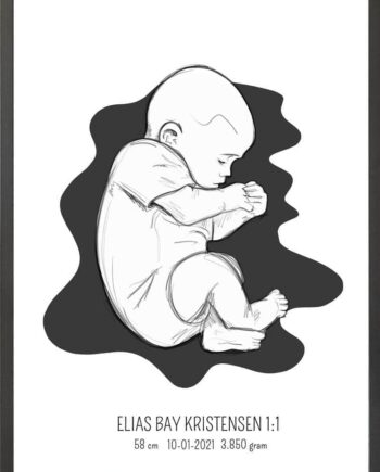 Birth Poster   Fødselsplakat  :  Fosterstilling Lyserød