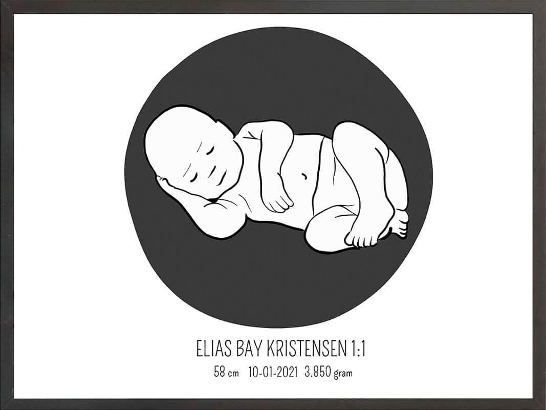 Birth Poster   Fødselsplakat  :  Liggende Blå