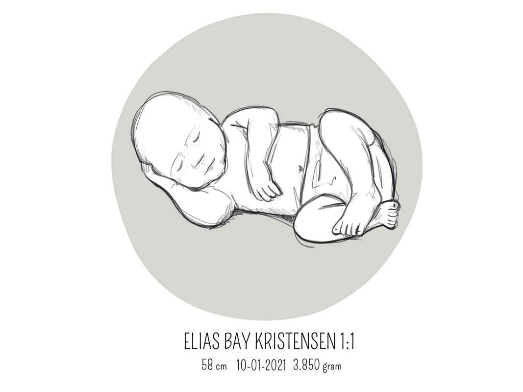 Birth Poster   Fødselsplakat  :  Liggende Blå
