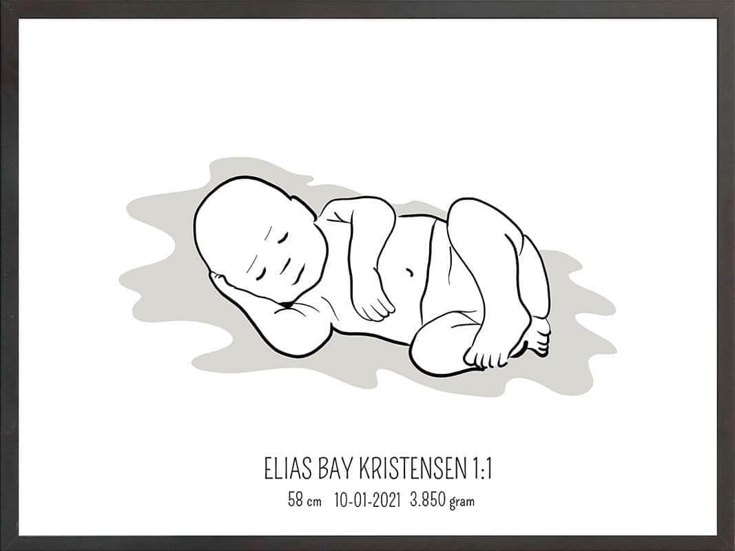 Birth Poster   Fødselsplakat  :  Liggende Blå