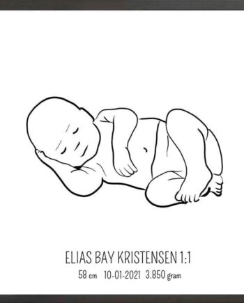 Birth Poster   Fødselsplakat  :  Liggende Blå