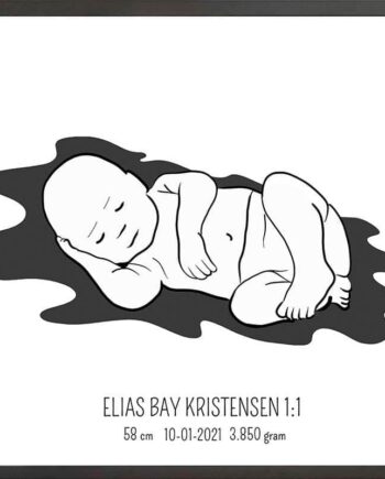 Birth Poster   Fødselsplakat  :  Liggende Blå