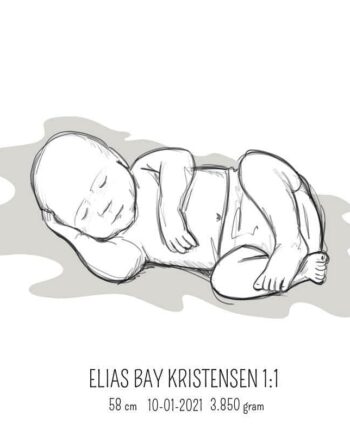 Birth Poster   Fødselsplakat  :  Liggende Blå