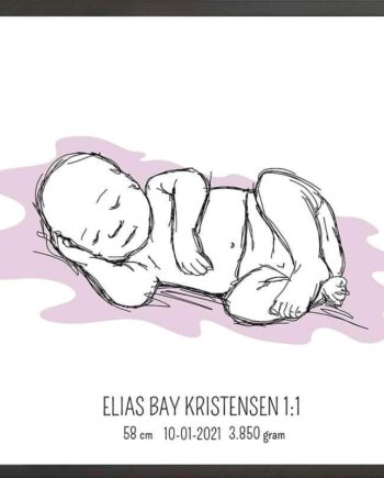 Birth Poster   Fødselsplakat  :  Liggende Blå