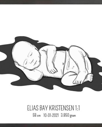 Birth Poster   Fødselsplakat  :  Liggende Blå