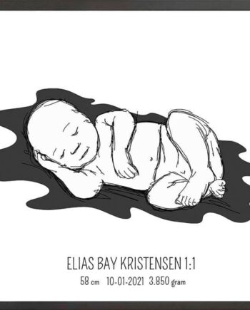 Birth Poster   Fødselsplakat  :  Liggende Blå