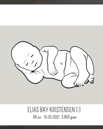Birth Poster   Fødselsplakat  :  Liggende Blå