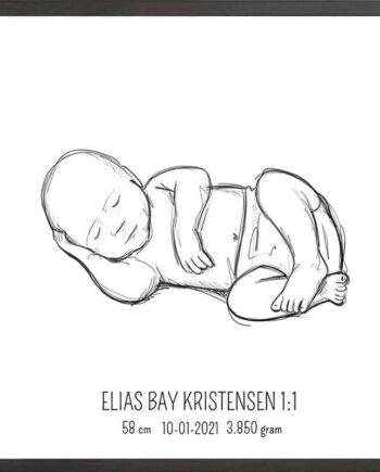Birth Poster   Fødselsplakat  :  Liggende Lyserød