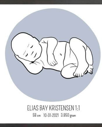 Birth Poster   Fødselsplakat  :  Liggende Lyserød