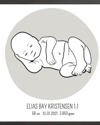 Birth Poster   Fødselsplakat  :  Liggende Lyserød
