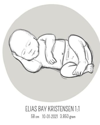 Birth Poster   Fødselsplakat  :  Liggende Lyserød