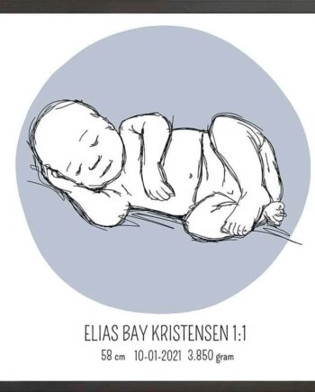 Birth Poster   Fødselsplakat  :  Liggende Lyserød