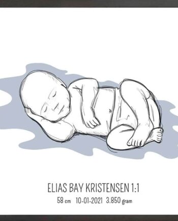 Birth Poster   Fødselsplakat  :  Liggende Lyserød