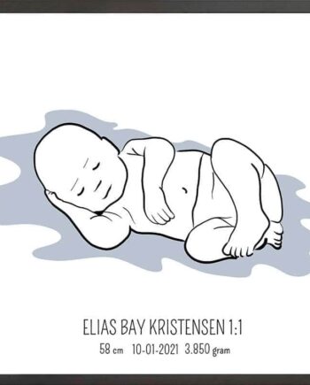 Birth Poster   Fødselsplakat  :  Liggende Lyserød