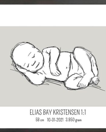Birth Poster   Fødselsplakat  :  Liggende Lyserød