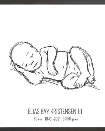 Birth Poster   Fødselsplakat  :  Liggende Lyserød