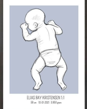 Birth Poster   Fødselsplakat  :  På Maven Blå