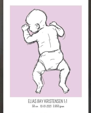 Birth Poster   Fødselsplakat  :  På Maven Lyserød
