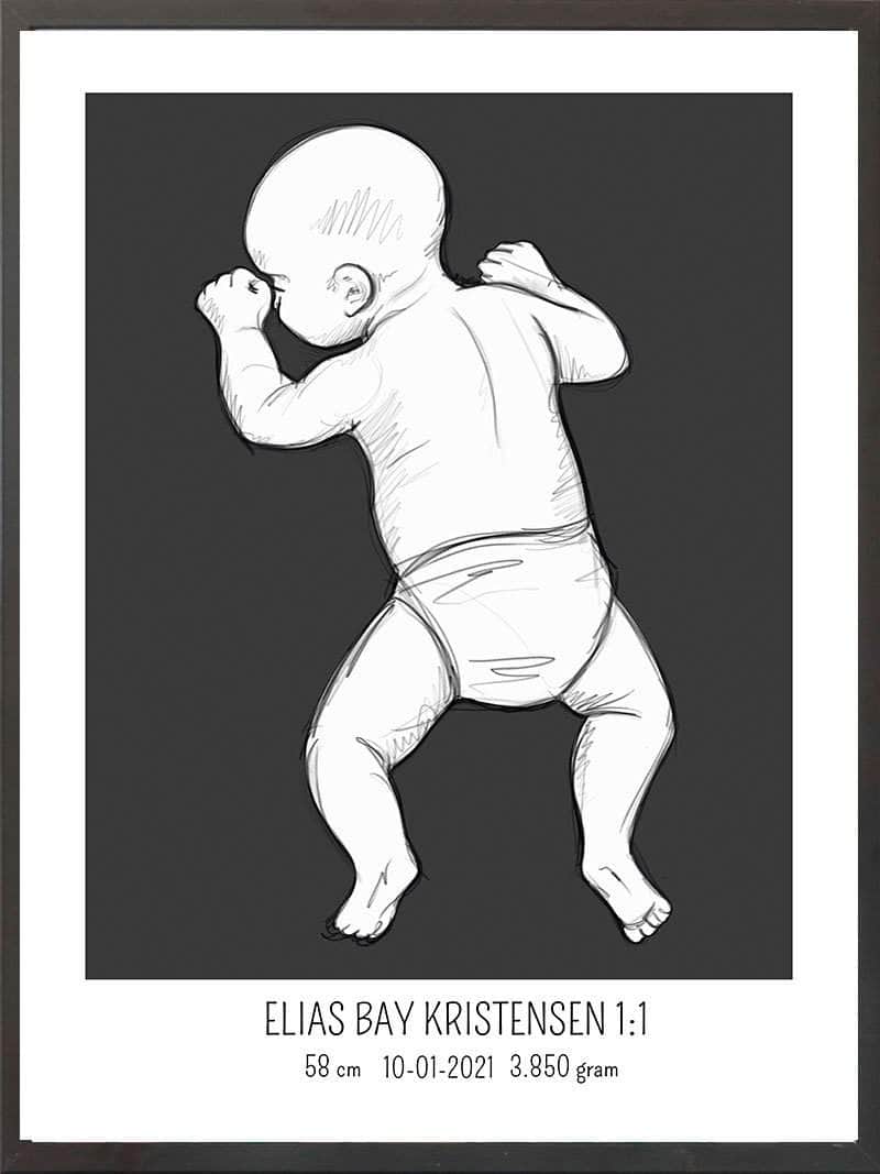 Birth Poster Fødselsplakat : På Maven Lyserød