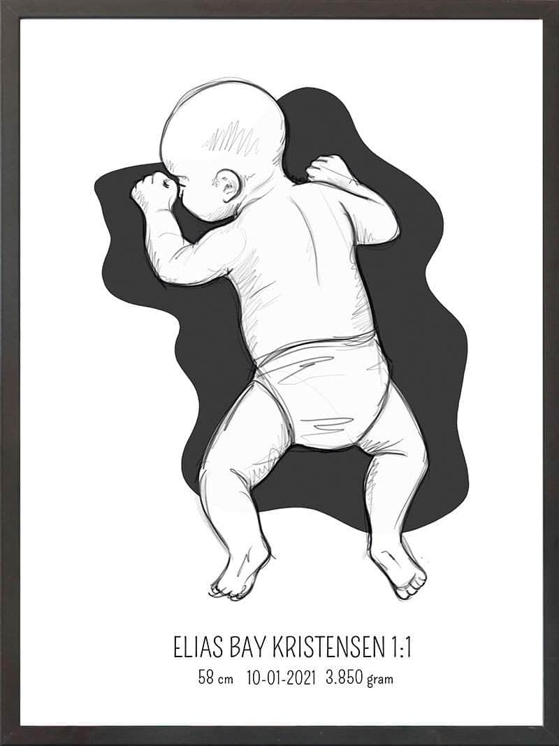 Birth Poster Fødselsplakat : På Maven Lyserød