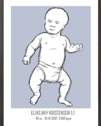 Birth Poster   Fødselsplakat  :  Tumling Blå