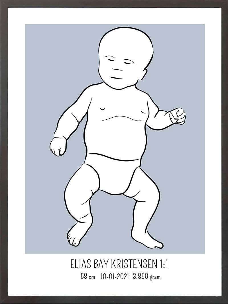 Birth Poster Fødselsplakat : Tumling Blå