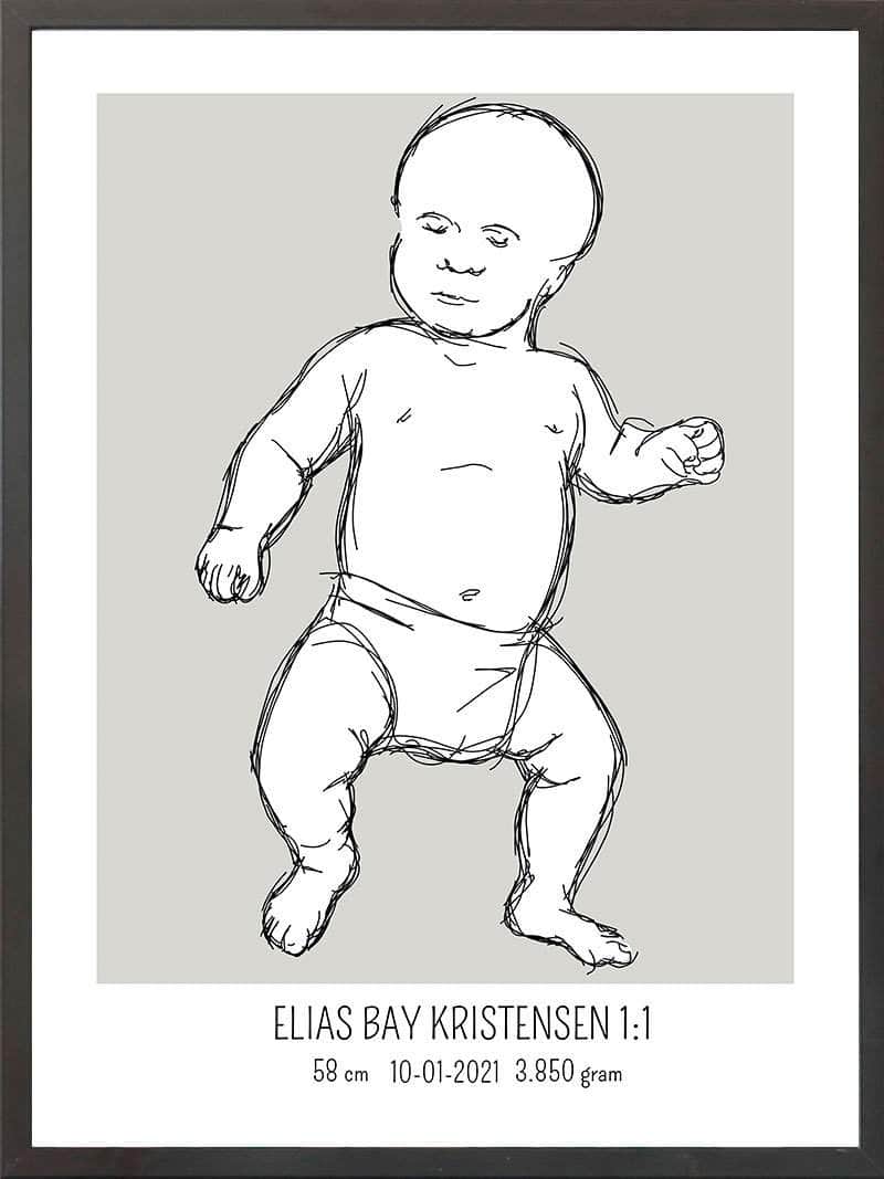 Birth Poster Fødselsplakat : Tumling Blå