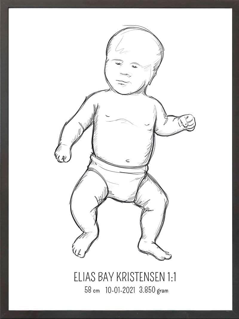 Birth Poster Fødselsplakat : Tumling Lyserød
