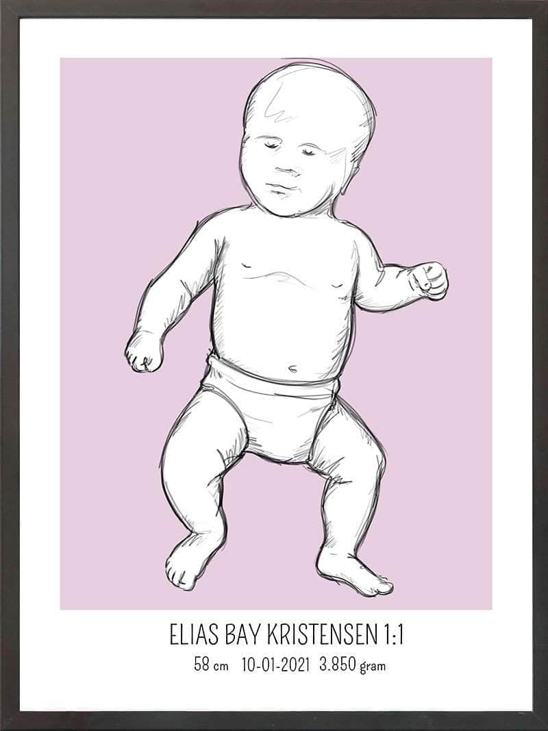 Birth Poster Fødselsplakat : Tumling Lyserød