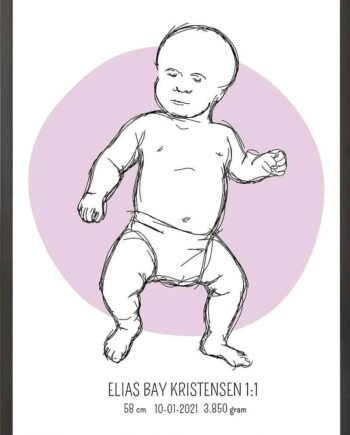 Birth Poster   Fødselsplakat  :  Tumling Lyserød
