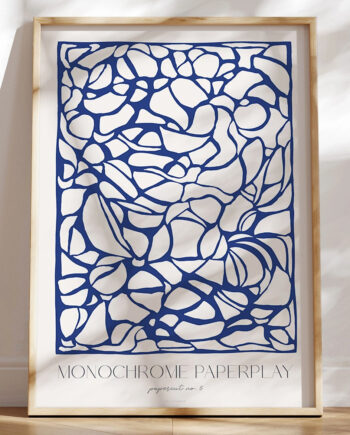 Blå Papercut Plakat Monochrome Paperplay