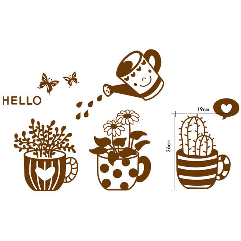 Blomster Wallsticker Hyggelig Wallsticker Med Blomster Krukker Og En Vandkande