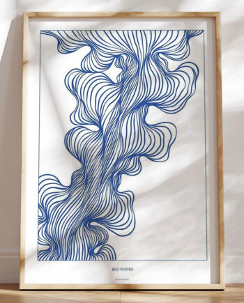 Blu Waves Plakat Med Abstrakt Blåt Mønster