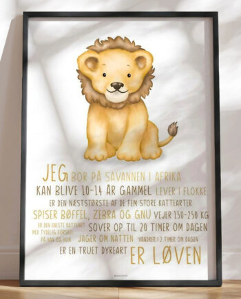 Børneplakat Med Løve Lær Om Løven