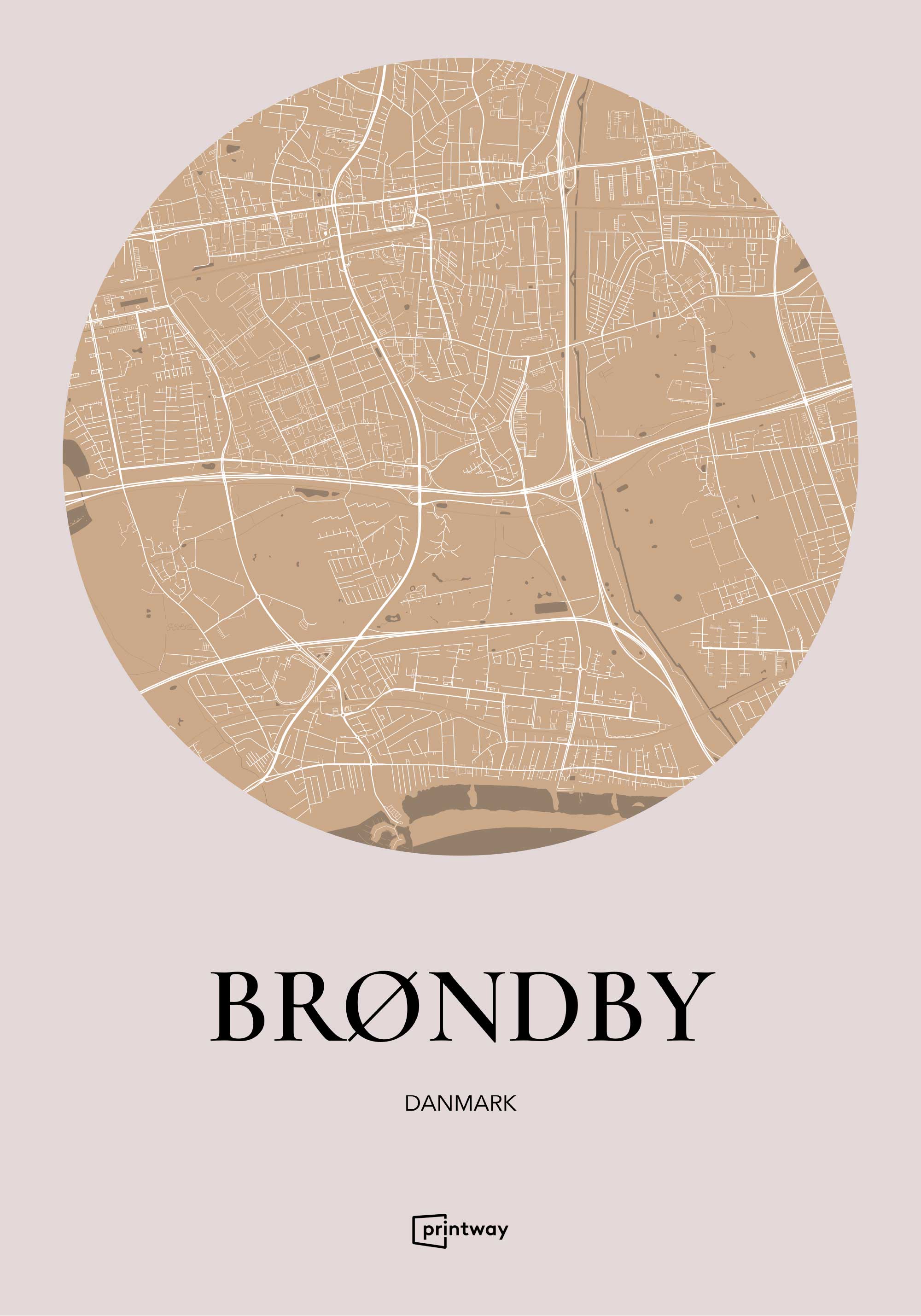 Brøndby Plakaten Rundt Kort Guld 70 100 Cm  B1