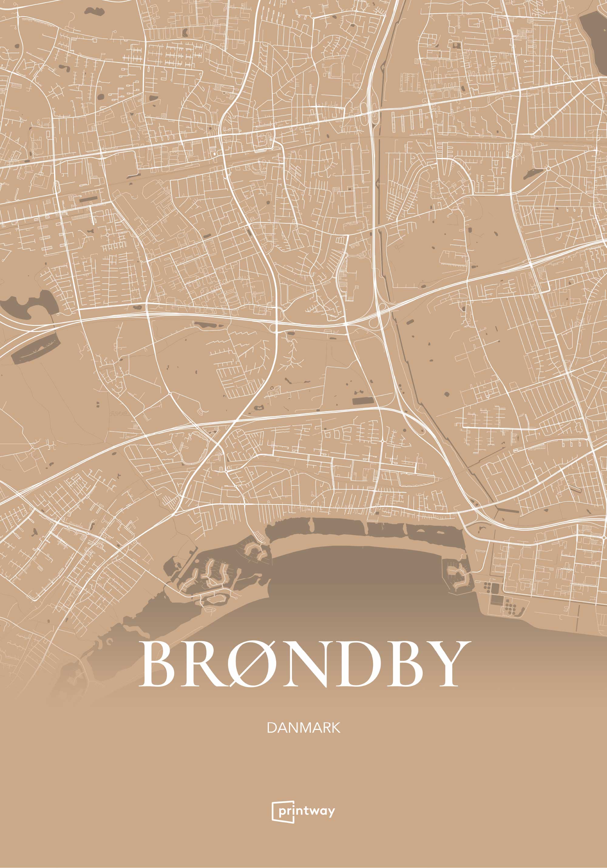 Brøndby Plakaten Fuldt Kort Guld 70 100 Cm  B1