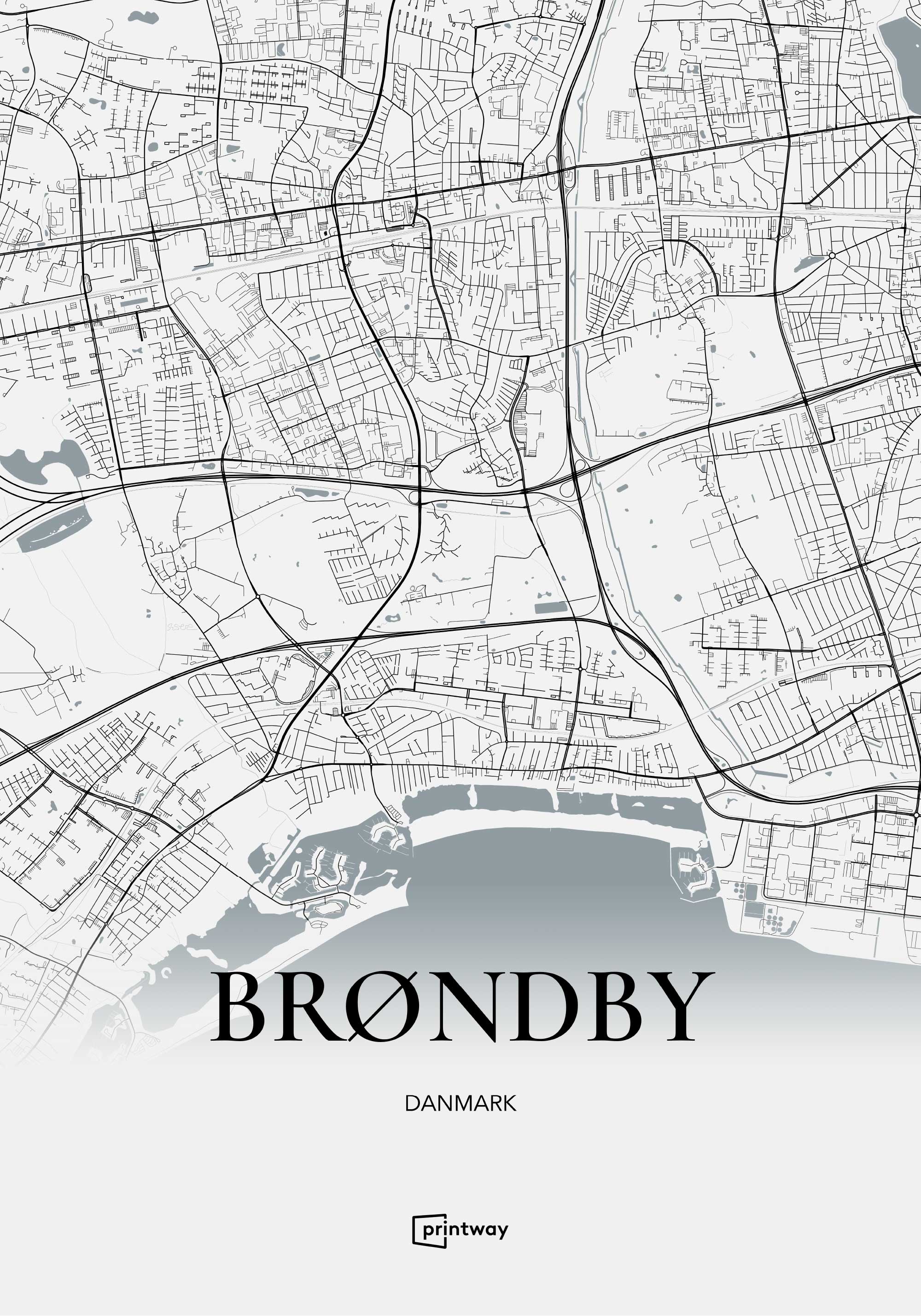 Brøndby Plakaten Fuldt Kort Hvid 70 100 Cm  B1