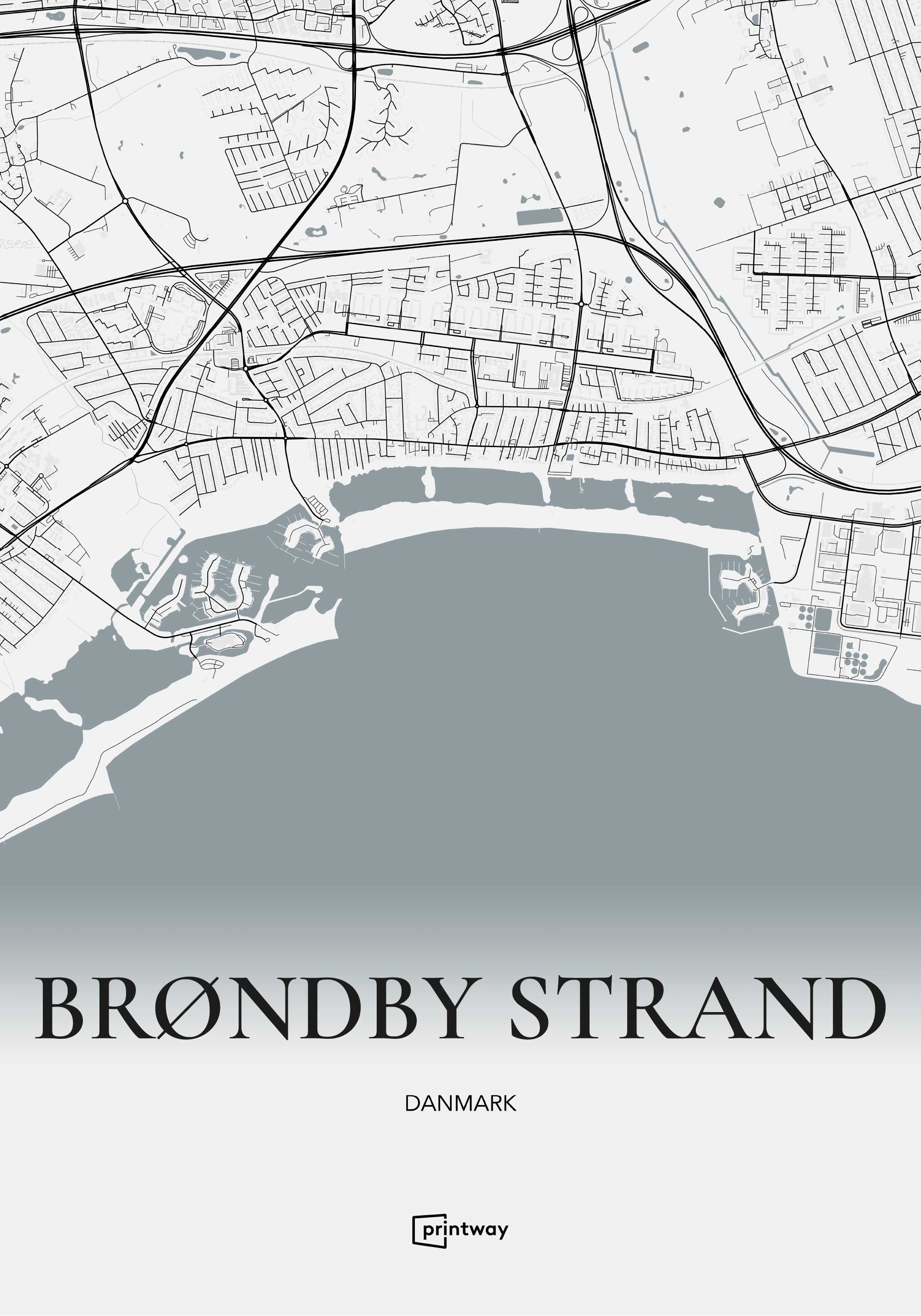 Brøndby Strand Plakaten Rundt Kort Skovgrøn 70 100 Cm  B1
