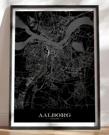 Bykort Plakat Aalborg Sort Baggrund