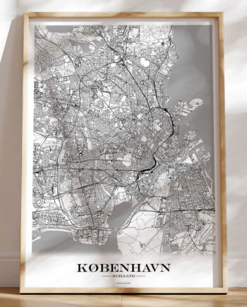 Bykort Plakat København Hvid Baggrund